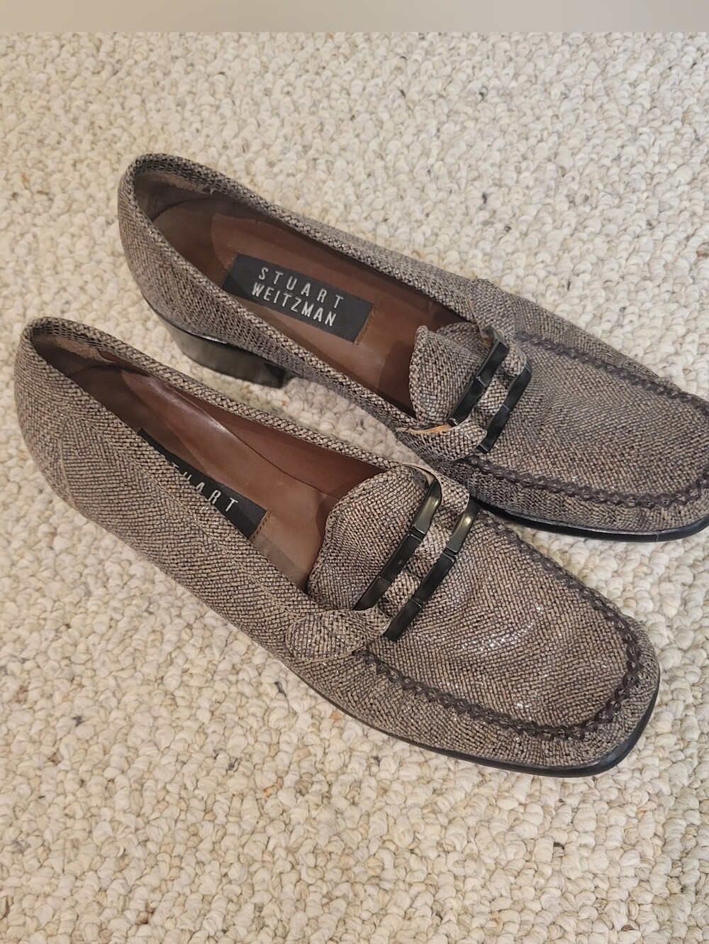 Stuart Weitzman Metallic Taupe Loafers